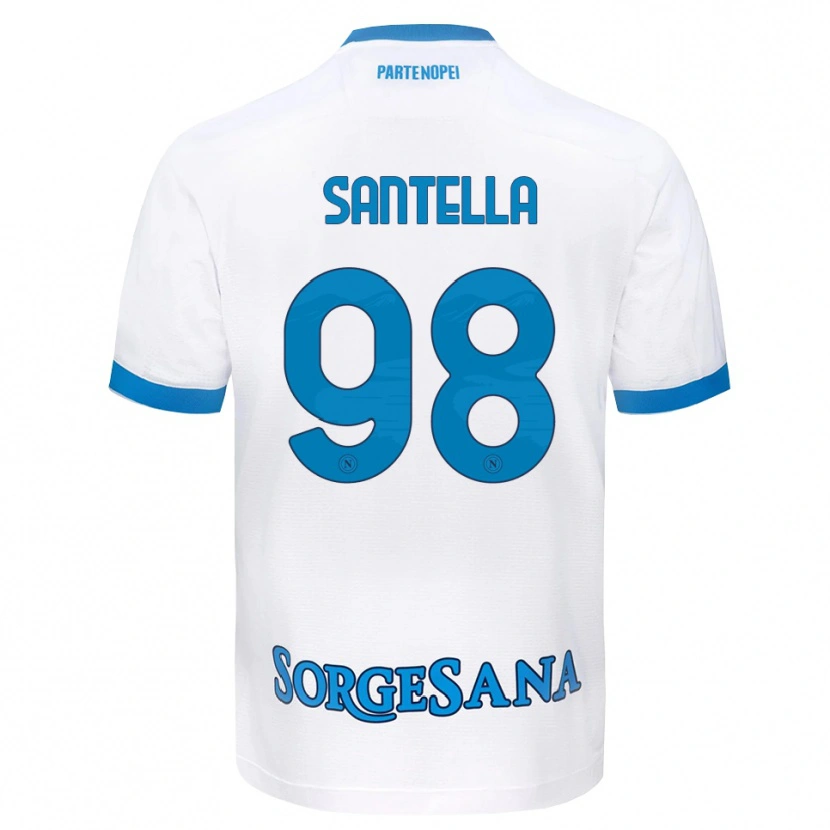 Danxen Børn Alessandro Santella #98 Hvid Himmelblå Udebane Spillertrøjer 2026/27 Trøje T-Shirt