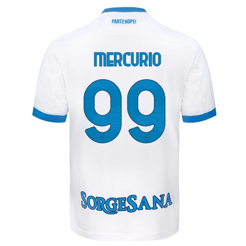 Danxen Børn Giovanni Mercurio #99 Hvid Himmelblå Udebane Spillertrøjer 2026/27 Trøje T-Shirt