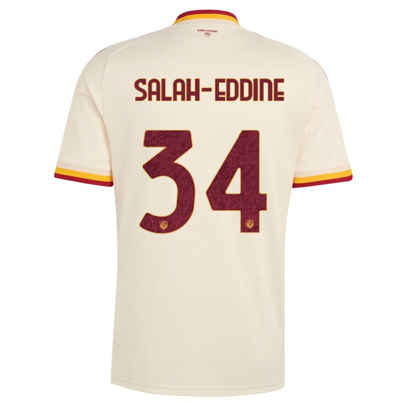 Danxen Børn Anass Salah-Eddine #34 Champagne Rød Gul Udebane Spillertrøjer 2026/27 Trøje T-Shirt