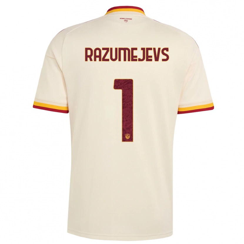 Danxen Børn Vladislavs Razumejevs #1 Champagne Rød Gul Udebane Spillertrøjer 2026/27 Trøje T-Shirt