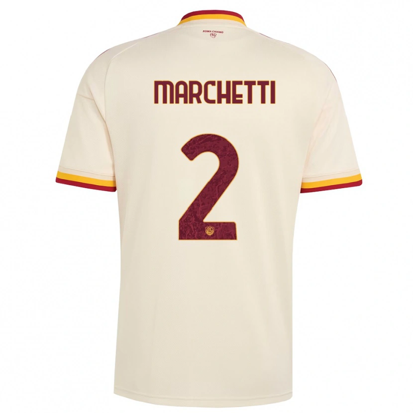 Danxen Børn Tommaso Marchetti #2 Champagne Rød Gul Udebane Spillertrøjer 2026/27 Trøje T-Shirt