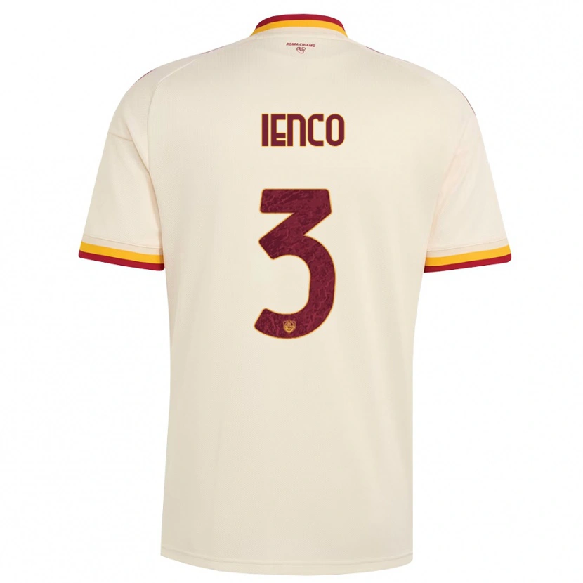 Danxen Børn Simone Ienco #3 Champagne Rød Gul Udebane Spillertrøjer 2026/27 Trøje T-Shirt
