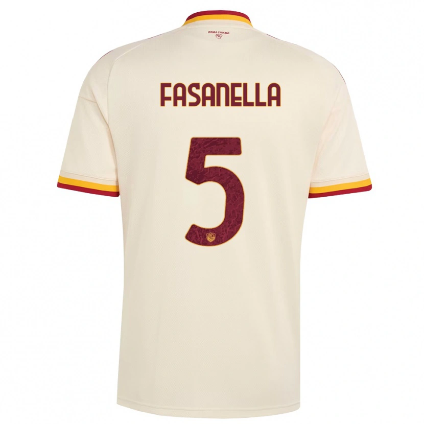 Danxen Børn Rafael Fasanella #5 Champagne Rød Gul Udebane Spillertrøjer 2026/27 Trøje T-Shirt