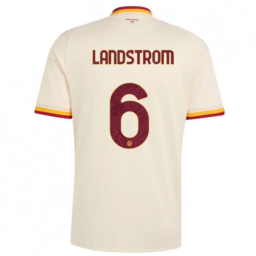 Danxen Børn Elin Landstrom #6 Champagne Rød Gul Udebane Spillertrøjer 2026/27 Trøje T-Shirt