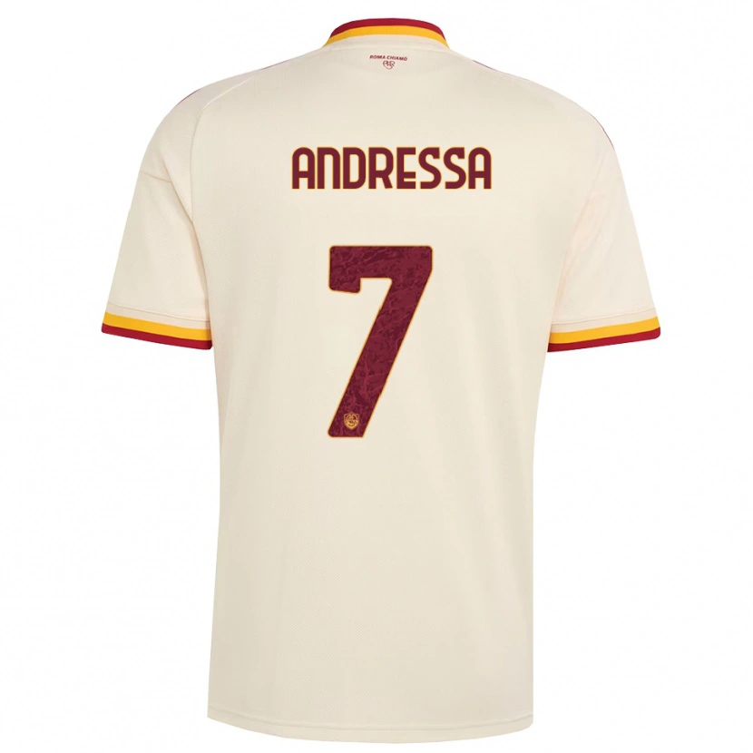 Danxen Børn Andressa #7 Champagne Rød Gul Udebane Spillertrøjer 2026/27 Trøje T-Shirt