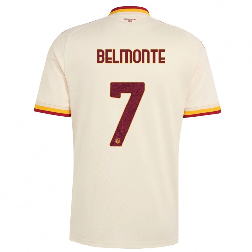Danxen Børn Samuele Belmonte #7 Champagne Rød Gul Udebane Spillertrøjer 2026/27 Trøje T-Shirt