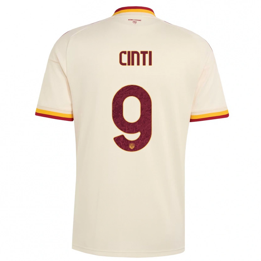 Danxen Børn Valerio Cinti #9 Champagne Rød Gul Udebane Spillertrøjer 2026/27 Trøje T-Shirt