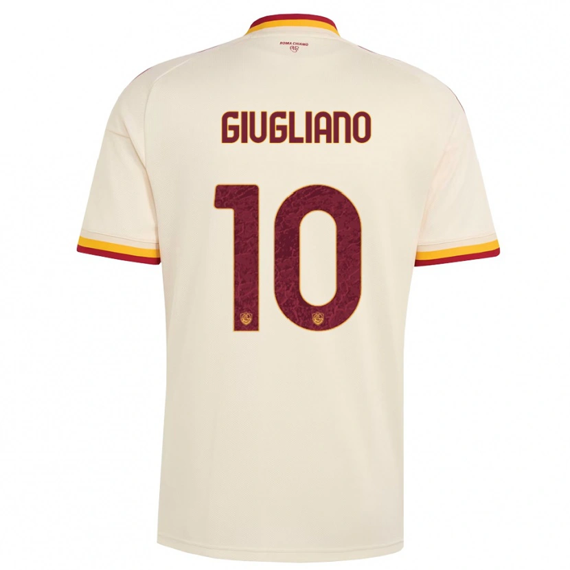 Danxen Børn Manuela Giugliano #10 Champagne Rød Gul Udebane Spillertrøjer 2026/27 Trøje T-Shirt