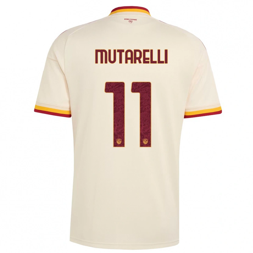 Danxen Børn Matteo Mutarelli #11 Champagne Rød Gul Udebane Spillertrøjer 2026/27 Trøje T-Shirt