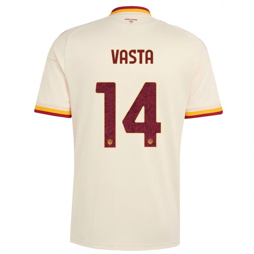 Danxen Børn Jacopo Vasta #14 Champagne Rød Gul Udebane Spillertrøjer 2026/27 Trøje T-Shirt