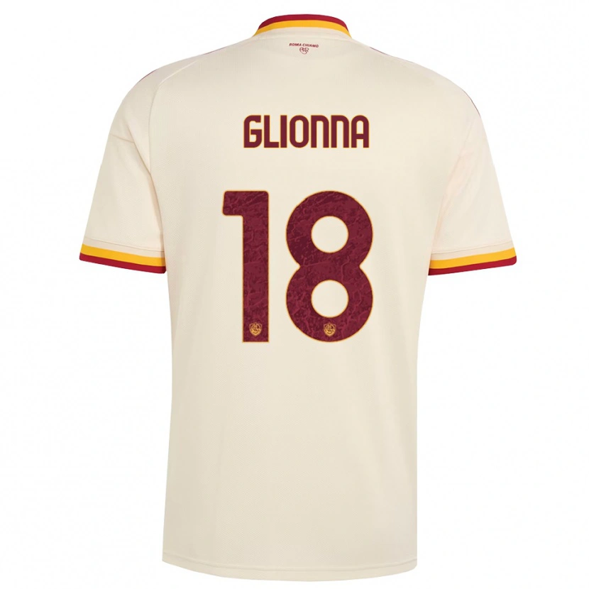 Danxen Børn Benedetta Glionna #18 Champagne Rød Gul Udebane Spillertrøjer 2026/27 Trøje T-Shirt