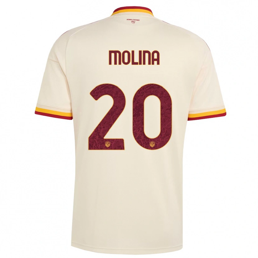 Danxen Børn Nahuel Molina #20 Champagne Rød Gul Udebane Spillertrøjer 2026/27 Trøje T-Shirt