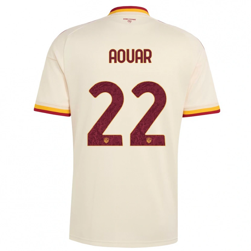 Danxen Børn Houssem Aouar #22 Champagne Rød Gul Udebane Spillertrøjer 2026/27 Trøje T-Shirt