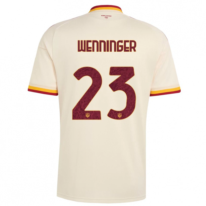 Danxen Børn Carina Wenninger #23 Champagne Rød Gul Udebane Spillertrøjer 2026/27 Trøje T-Shirt
