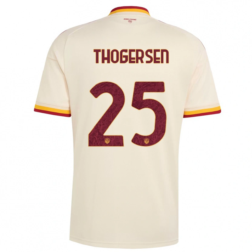 Danxen Børn Frederikke Skjødt Thøgersen #25 Champagne Rød Gul Udebane Spillertrøjer 2026/27 Trøje T-Shirt