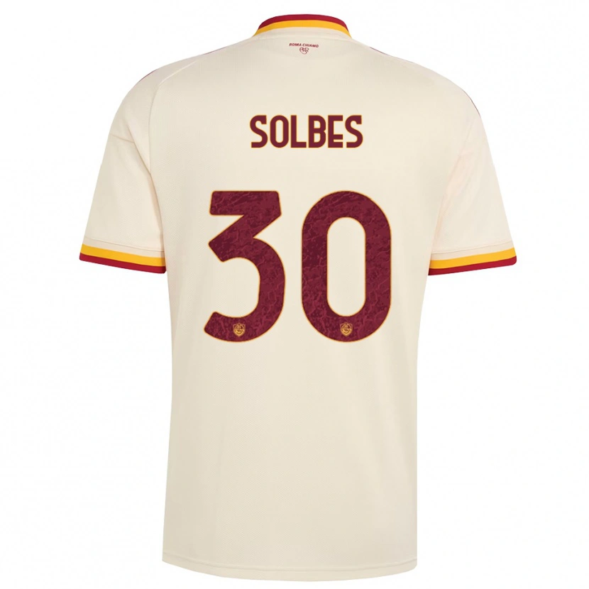 Danxen Børn Ricardo Solbes #30 Champagne Rød Gul Udebane Spillertrøjer 2026/27 Trøje T-Shirt