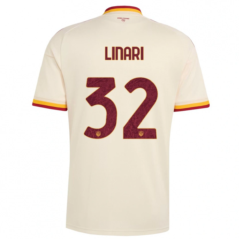 Danxen Børn Elena Linari #32 Champagne Rød Gul Udebane Spillertrøjer 2026/27 Trøje T-Shirt