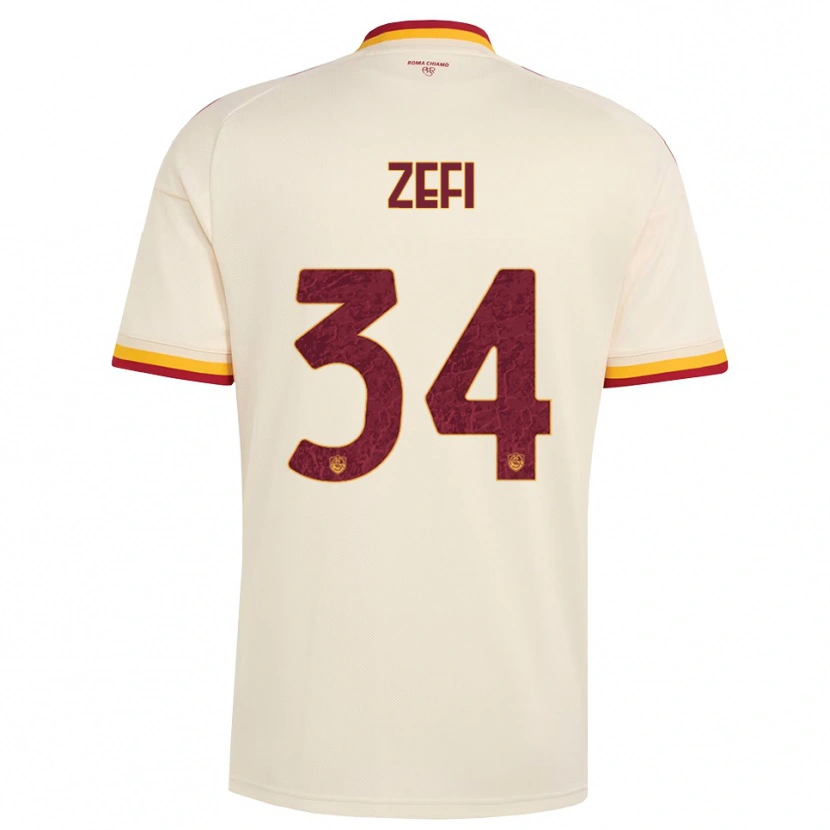 Danxen Børn Kevin Zefi #34 Champagne Rød Gul Udebane Spillertrøjer 2026/27 Trøje T-Shirt