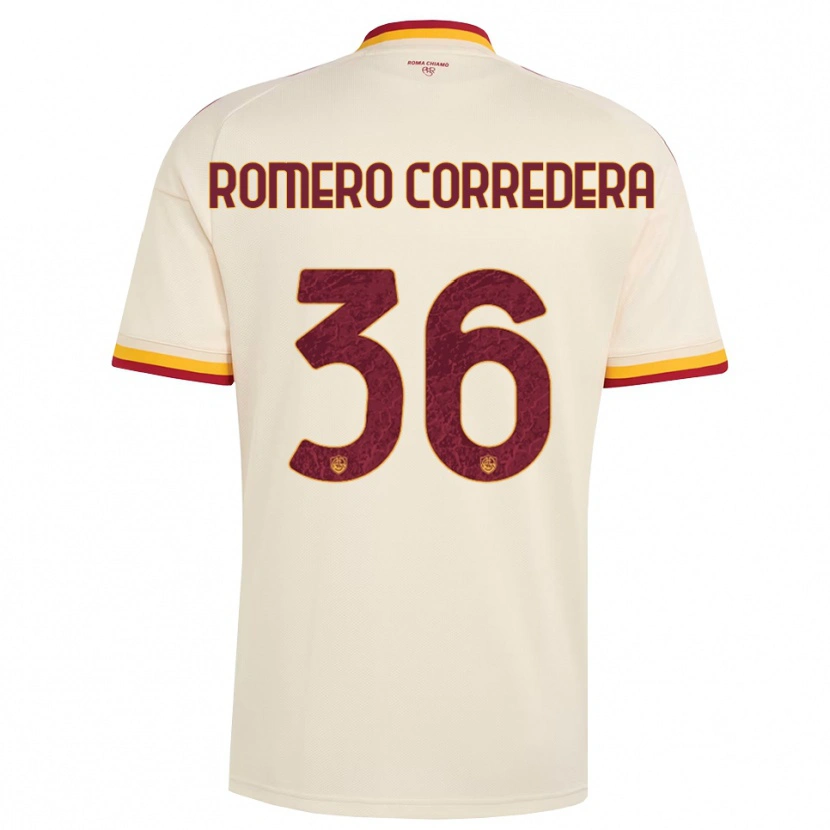 Danxen Børn Miguel Romero Corredera #36 Champagne Rød Gul Udebane Spillertrøjer 2026/27 Trøje T-Shirt