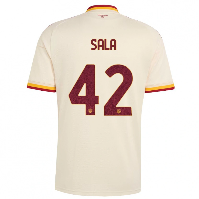 Danxen Børn Edoardo Sala #42 Champagne Rød Gul Udebane Spillertrøjer 2026/27 Trøje T-Shirt