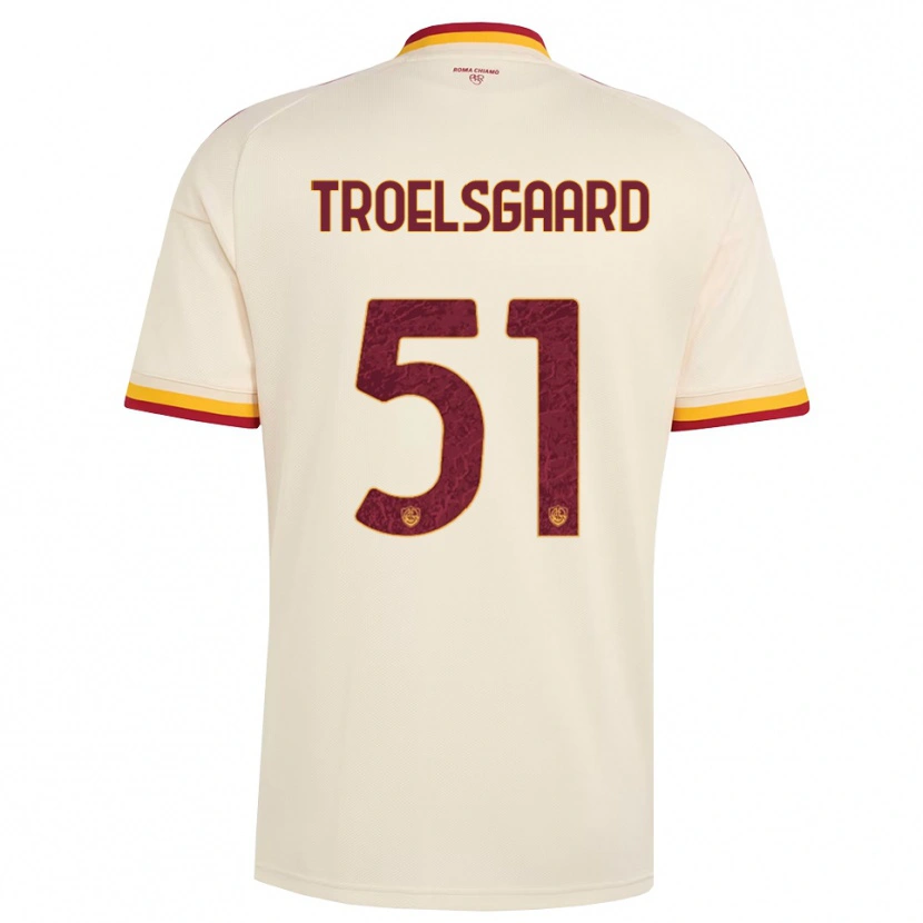 Danxen Børn Sanne Troelsgaard #51 Champagne Rød Gul Udebane Spillertrøjer 2026/27 Trøje T-Shirt