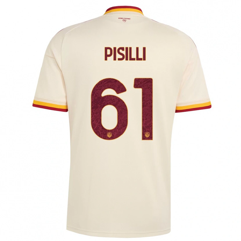 Danxen Børn Niccolò Pisilli #61 Champagne Rød Gul Udebane Spillertrøjer 2026/27 Trøje T-Shirt