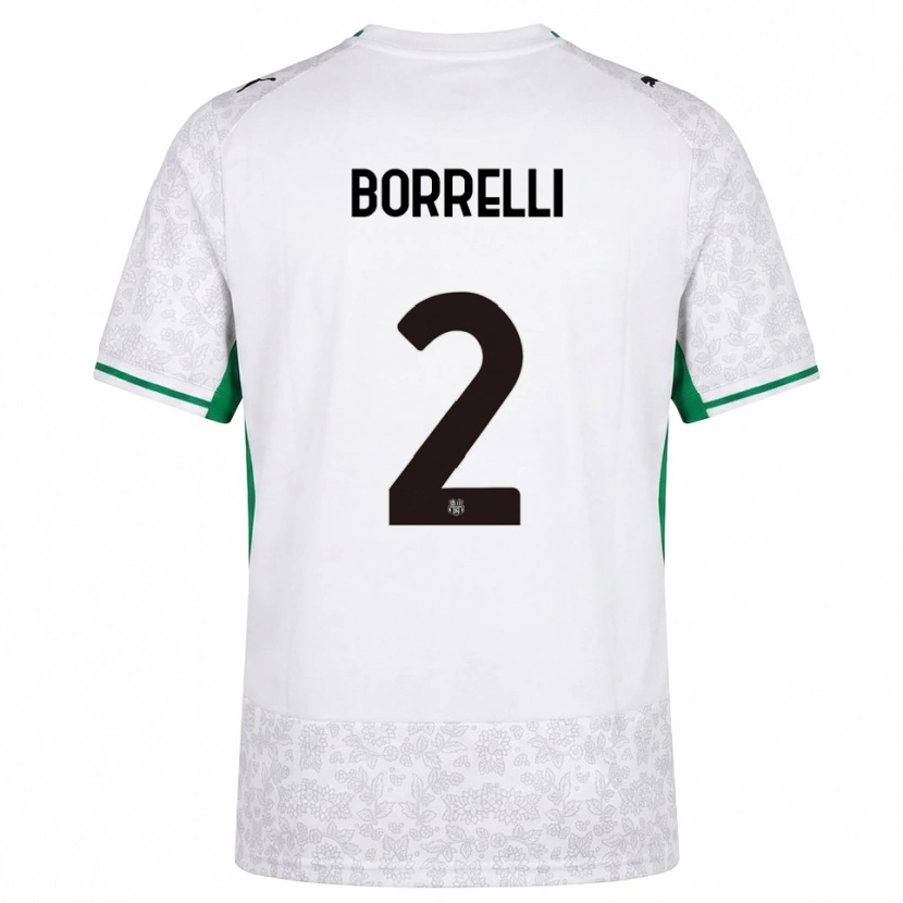 Danxen Børn Michele Borrelli #2 Hvid Sort Grøn Udebane Spillertrøjer 2026/27 Trøje T-Shirt