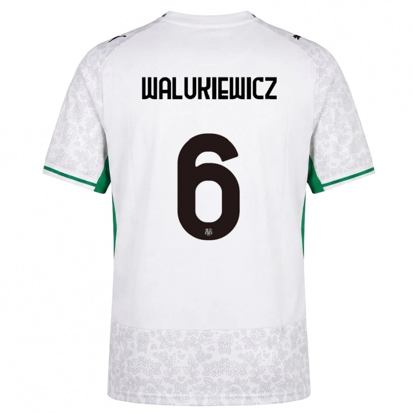 Danxen Børn Sebastian Walukiewicz #6 Hvid Sort Grøn Udebane Spillertrøjer 2026/27 Trøje T-Shirt