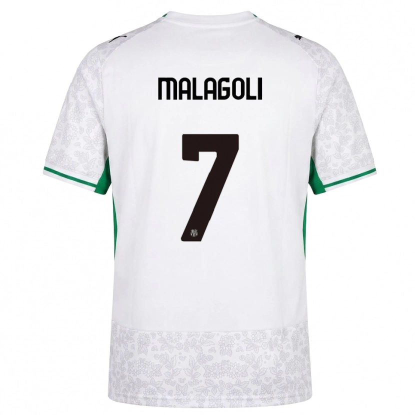 Danxen Børn Mattia Malagoli #7 Hvid Sort Grøn Udebane Spillertrøjer 2026/27 Trøje T-Shirt