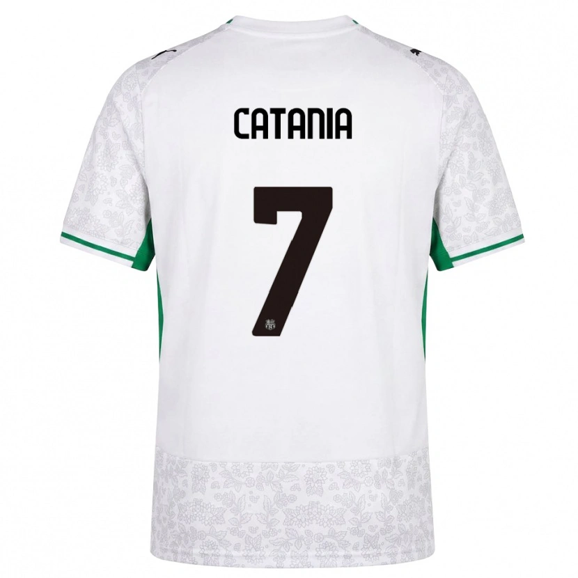 Danxen Børn Nicolò Catania #7 Hvid Sort Grøn Udebane Spillertrøjer 2026/27 Trøje T-Shirt