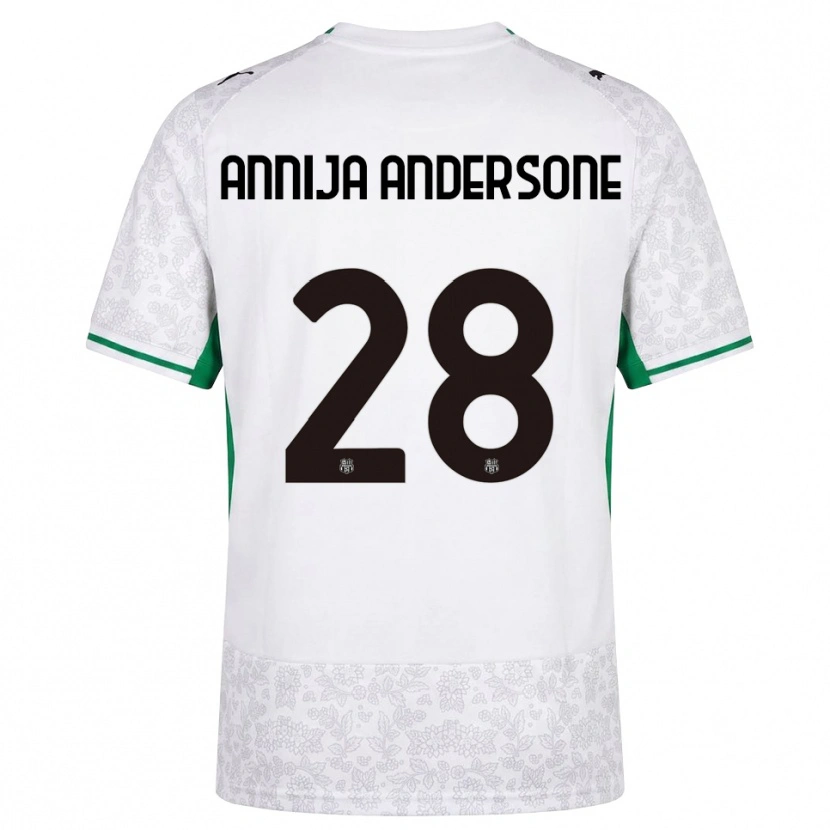 Danxen Børn Gabriela Annija Andersone #28 Hvid Sort Grøn Udebane Spillertrøjer 2026/27 Trøje T-Shirt