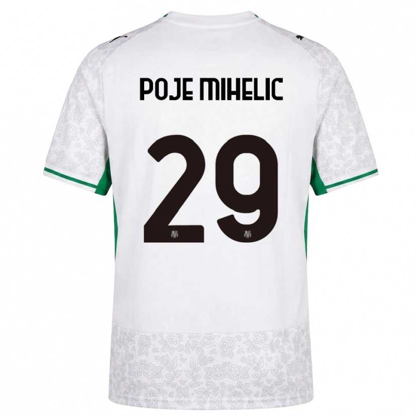 Danxen Børn Naja Poje Mihelič #29 Hvid Sort Grøn Udebane Spillertrøjer 2026/27 Trøje T-Shirt