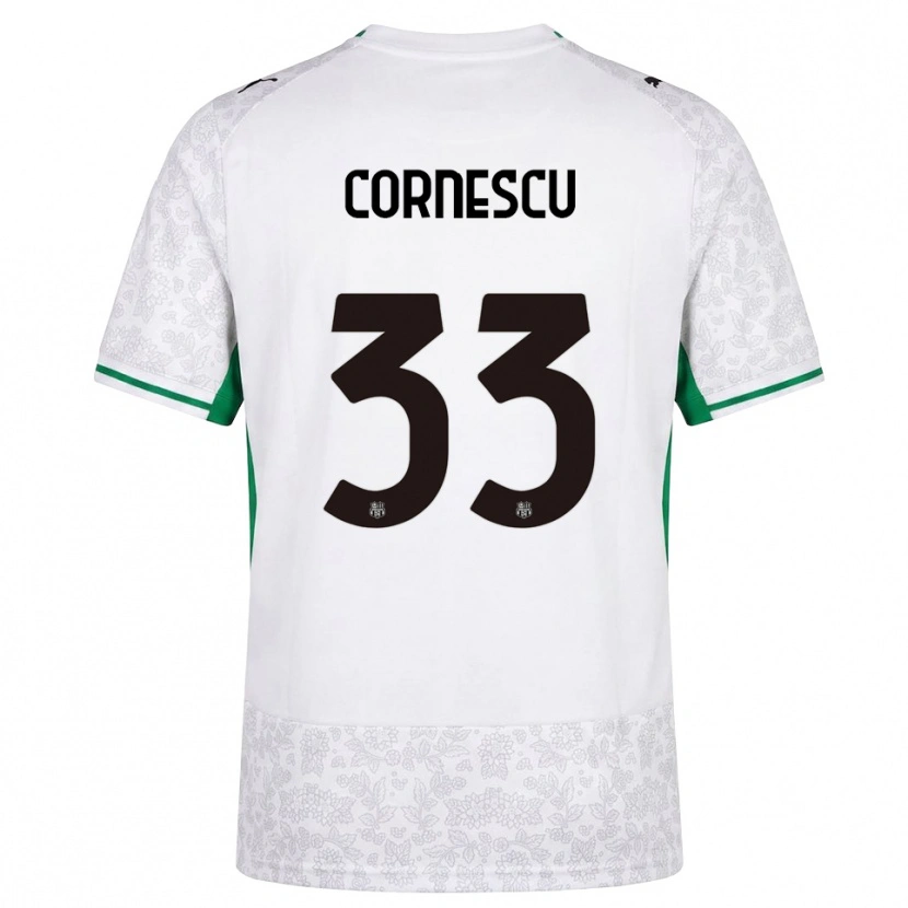Danxen Børn Iustin Cornescu #33 Hvid Sort Grøn Udebane Spillertrøjer 2026/27 Trøje T-Shirt