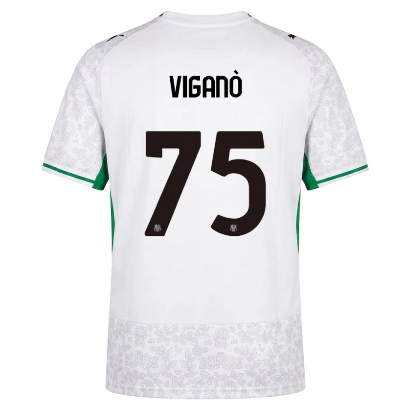 Danxen Børn Lorenzo Viganò #75 Hvid Sort Grøn Udebane Spillertrøjer 2026/27 Trøje T-Shirt