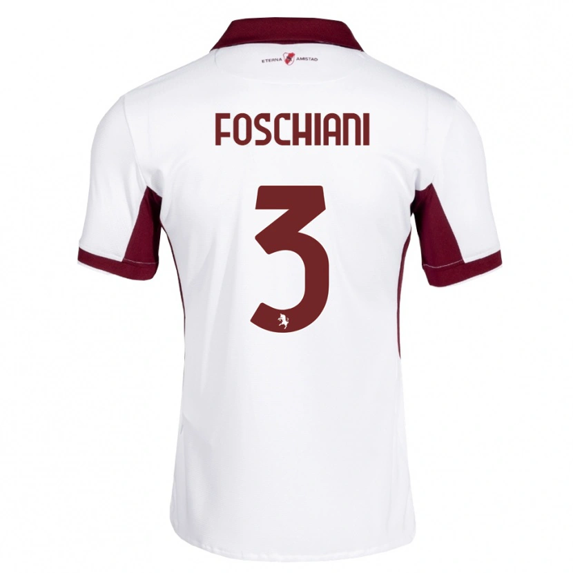 Danxen Børn Francesco Foschiani #3 Bordeaux Hvid Rød Udebane Spillertrøjer 2026/27 Trøje T-Shirt