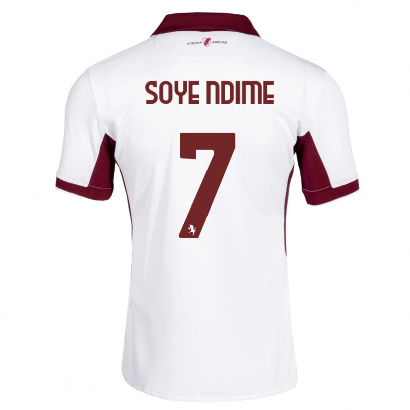 Danxen Børn Jonathan Soye Ndime #7 Bordeaux Hvid Rød Udebane Spillertrøjer 2026/27 Trøje T-Shirt