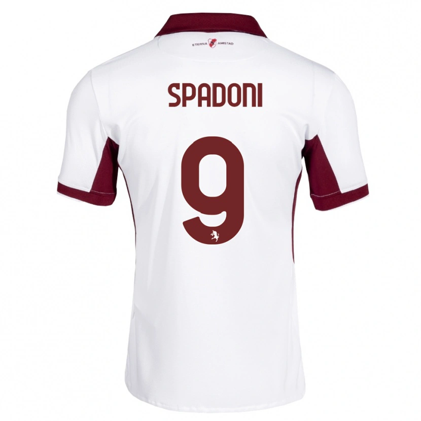 Danxen Børn Arthur Spadoni #9 Bordeaux Hvid Rød Udebane Spillertrøjer 2026/27 Trøje T-Shirt