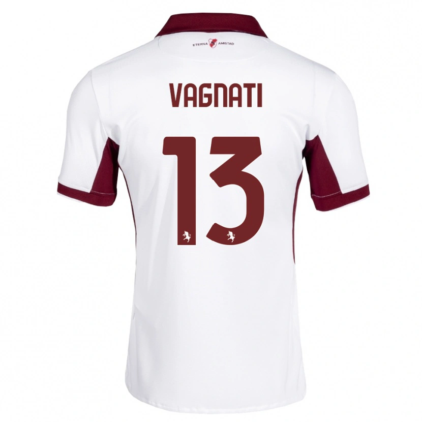 Danxen Børn Manuel Vagnati #13 Bordeaux Hvid Rød Udebane Spillertrøjer 2026/27 Trøje T-Shirt