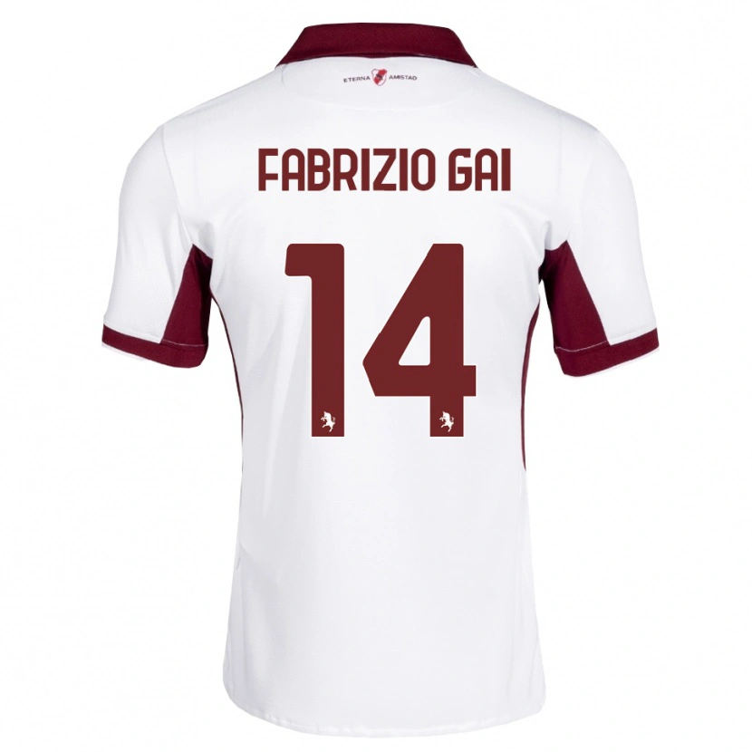 Danxen Børn Fabrizio Gai #14 Bordeaux Hvid Rød Udebane Spillertrøjer 2026/27 Trøje T-Shirt