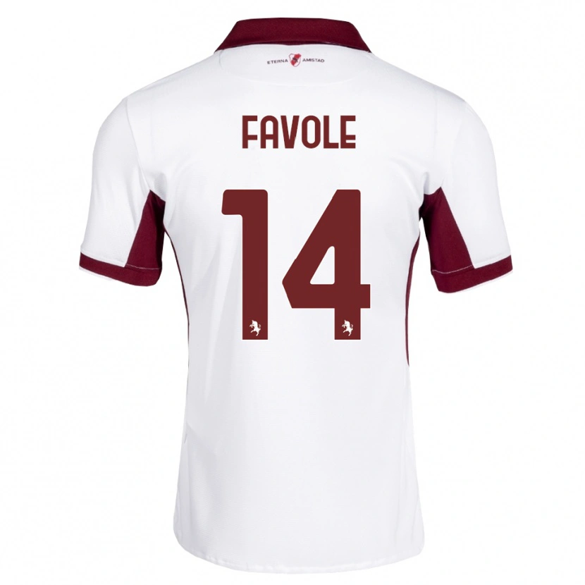 Danxen Børn Annalisa Favole #14 Bordeaux Hvid Rød Udebane Spillertrøjer 2026/27 Trøje T-Shirt