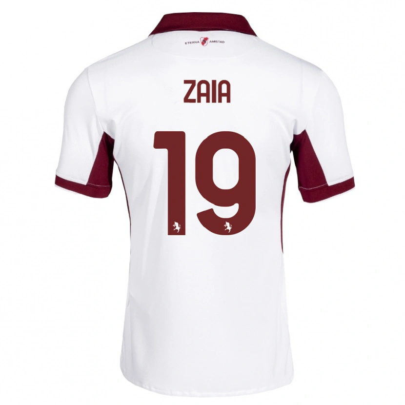 Danxen Børn Edoardo Zaia #19 Bordeaux Hvid Rød Udebane Spillertrøjer 2026/27 Trøje T-Shirt