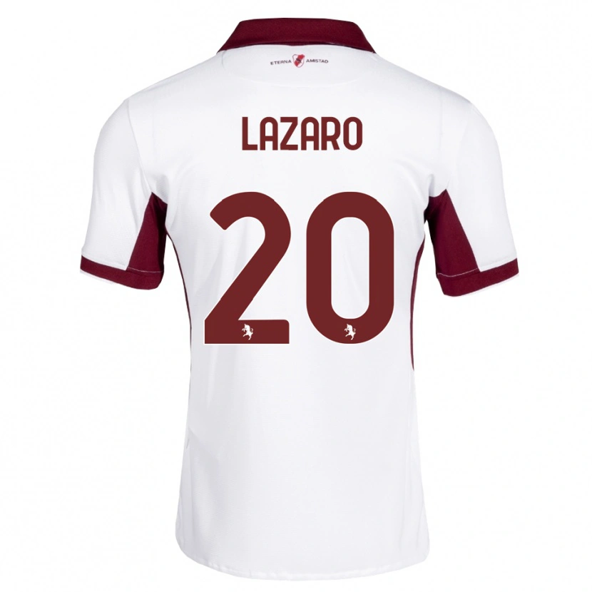 Danxen Børn Valentino Lazaro #20 Bordeaux Hvid Rød Udebane Spillertrøjer 2026/27 Trøje T-Shirt
