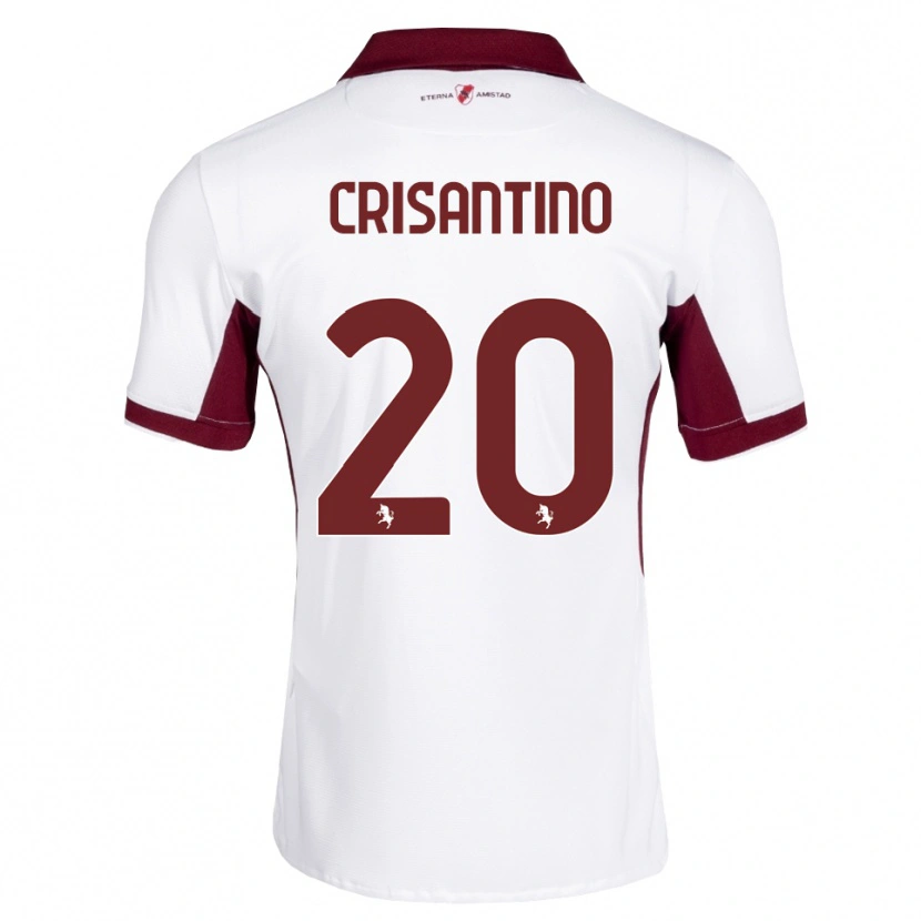 Danxen Børn Giulia Crisantino #20 Bordeaux Hvid Rød Udebane Spillertrøjer 2026/27 Trøje T-Shirt