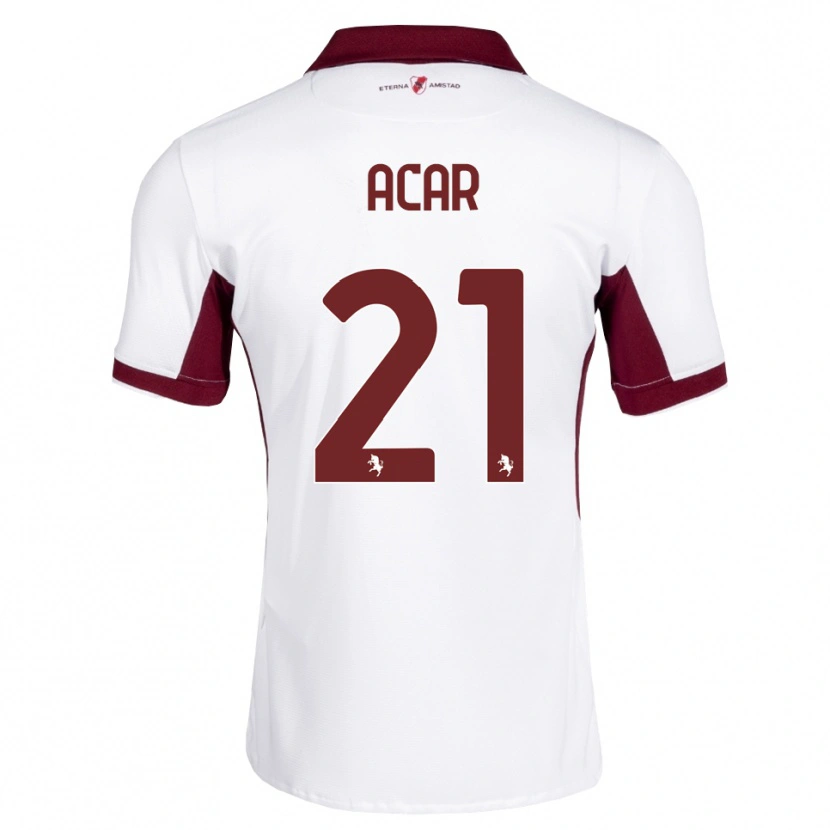 Danxen Børn Emirhan Acar #21 Bordeaux Hvid Rød Udebane Spillertrøjer 2026/27 Trøje T-Shirt