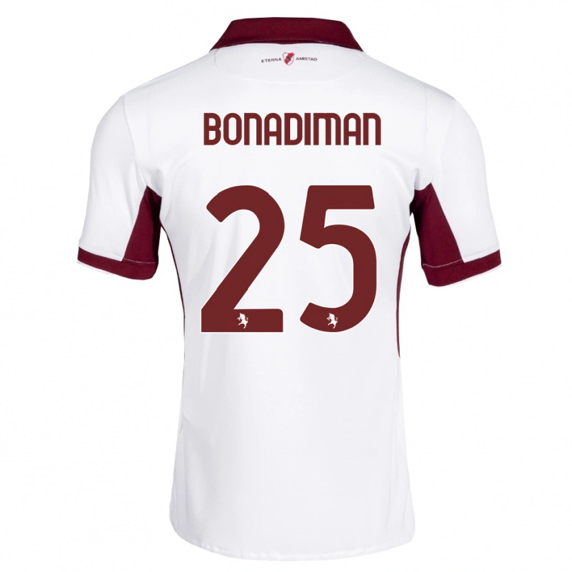 Danxen Børn Matteo Bonadiman #25 Bordeaux Hvid Rød Udebane Spillertrøjer 2026/27 Trøje T-Shirt