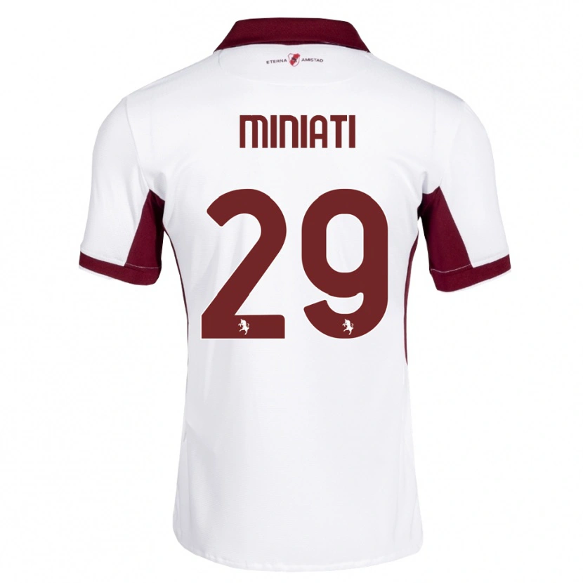 Danxen Børn Elisa Miniati #29 Bordeaux Hvid Rød Udebane Spillertrøjer 2026/27 Trøje T-Shirt