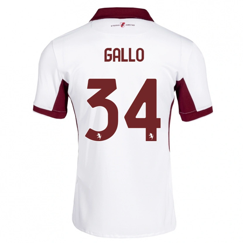 Danxen Børn Tommaso Gallo #34 Bordeaux Hvid Rød Udebane Spillertrøjer 2026/27 Trøje T-Shirt
