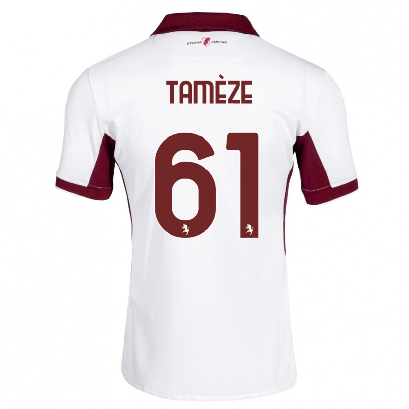 Danxen Børn Adrien Tamèze #61 Bordeaux Hvid Rød Udebane Spillertrøjer 2026/27 Trøje T-Shirt