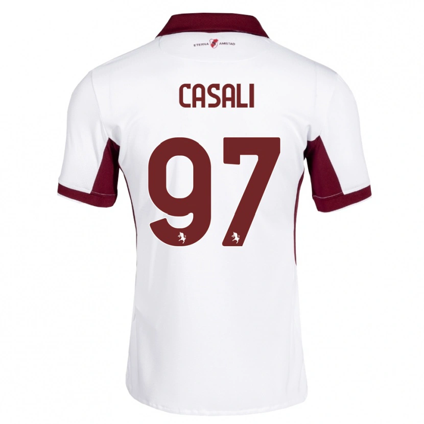 Danxen Børn Michele Casali #97 Bordeaux Hvid Rød Udebane Spillertrøjer 2026/27 Trøje T-Shirt