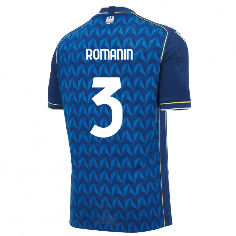 Danxen Børn Mattia Romanin #3 Kongelig Blå Hvid Blå Udebane Spillertrøjer 2026/27 Trøje T-Shirt